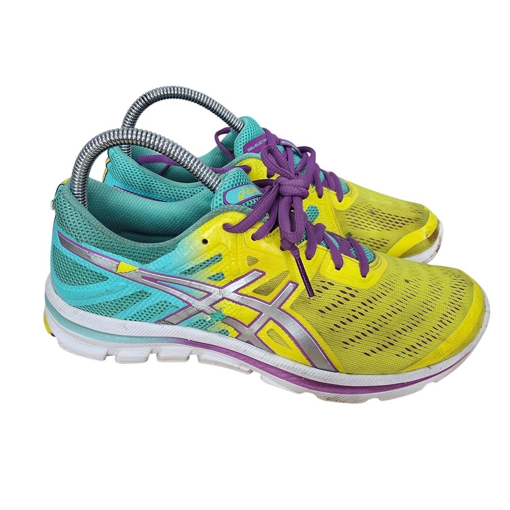 Asics Gel-Electro33 Running Shoes Womens 7.5 Yellow Teal Purple Sneakers T461N